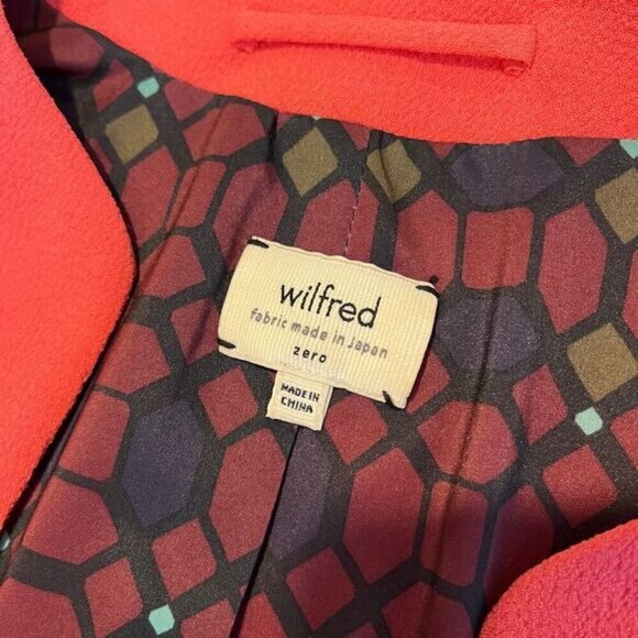 Aritzia Wilfred Women's Size 0 Long Sleeve Exquis Crepe Open Front Blazer Coral - Picture 7 of 13